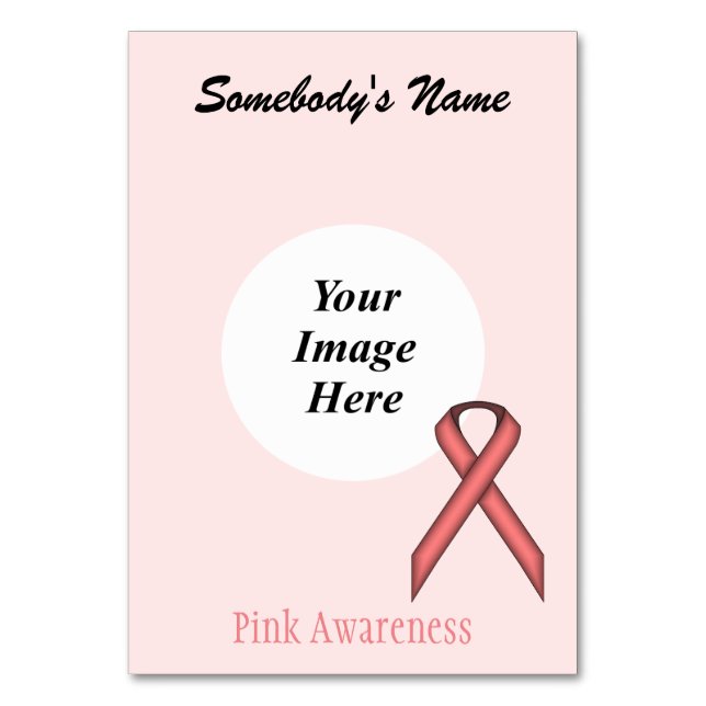 Pink Standard Ribbon Template by Kenneth Yoncich Table Number (Front)