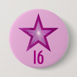 Pink Star '16' button pale pink