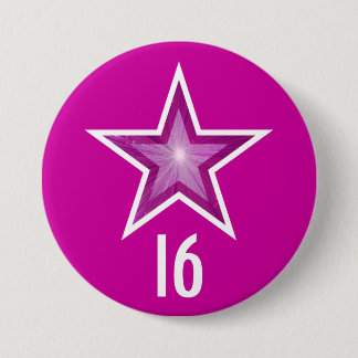 Pink Star '16' button pink