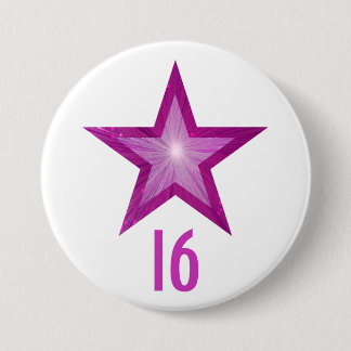 Pink Star '16' button white