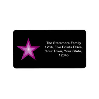 Pink Star address label medium black