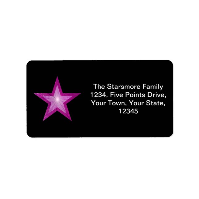 Pink Star address label medium black (Front)
