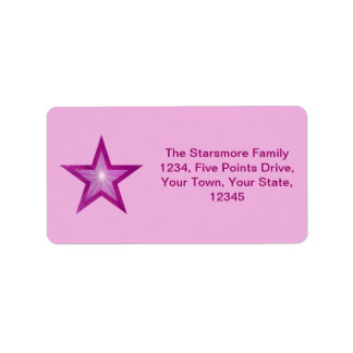 Pink Star address label medium pale pink