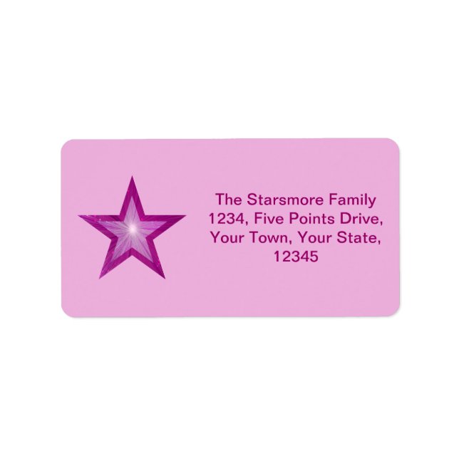Pink Star address label medium pale pink (Front)