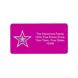 Pink Star address label medium pink