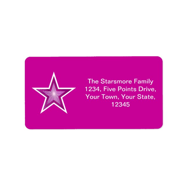 Pink Star address label medium pink (Front)