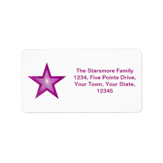 Pink Star address label medium white