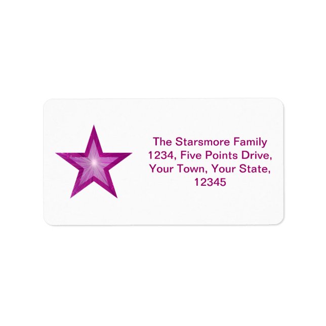 Pink Star address label medium white (Front)