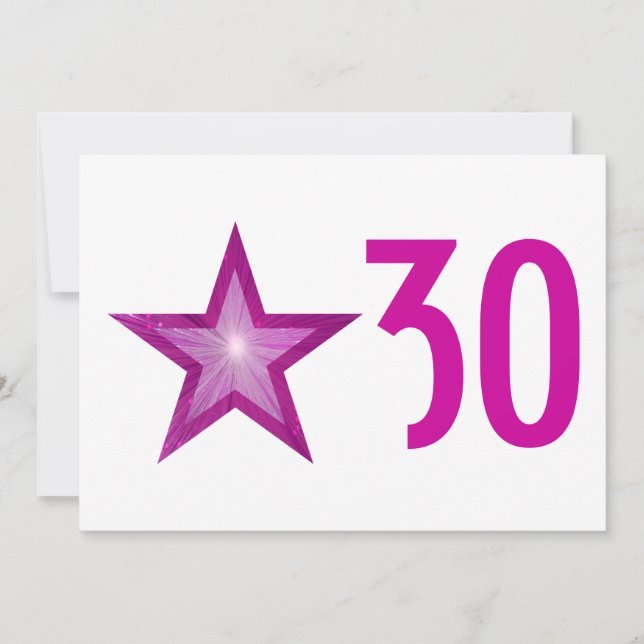 Pink Star 'Age' birthday invitation white (Front)