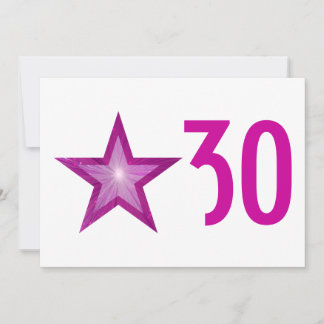 Pink Star 'Age' birthday invitation white