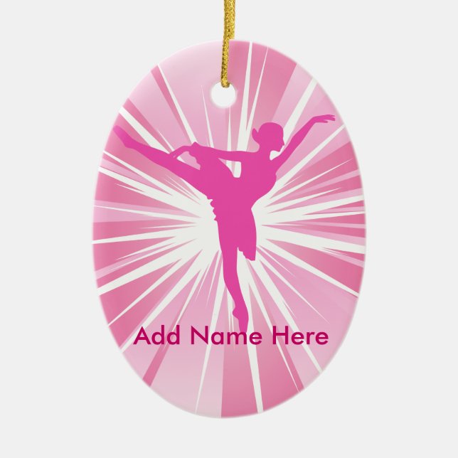 Pink Star Ballerina Name customisable Ornament (Front)