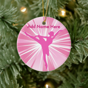 Pink Star Ballerina Name customisable Ornament