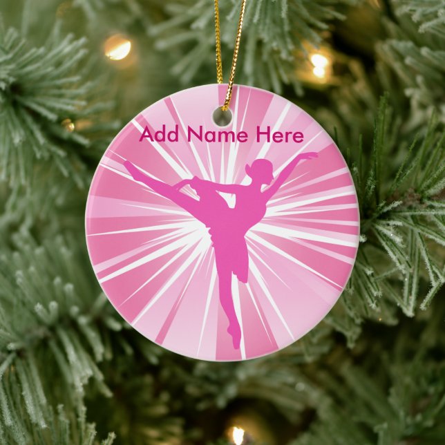 Pink Star Ballerina Name customisable Ornament (Tree)