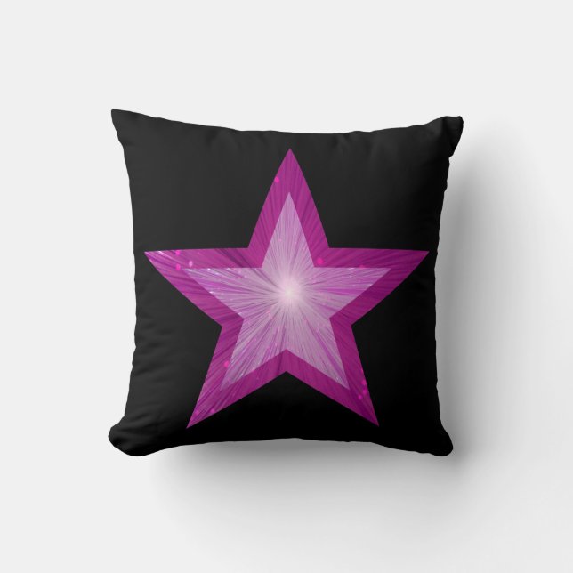 Pink Star Black 'Text' throw pillow square (Front)