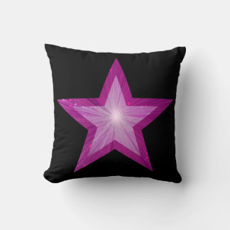 Pink Star black throw pillow square pink back