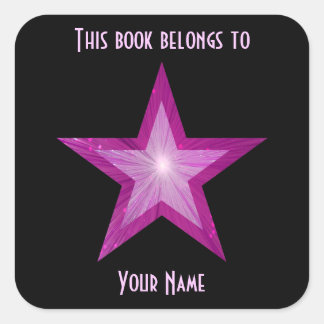 Pink Star bookplate sticker black