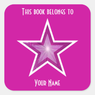 Pink Star bookplate sticker pink