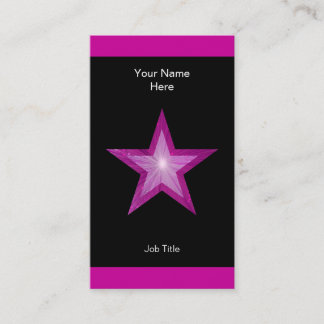 Pink Star business card black stripe vertical