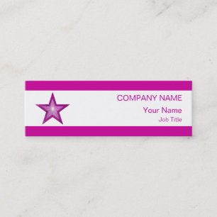 Pink Star business card white stripe skinny