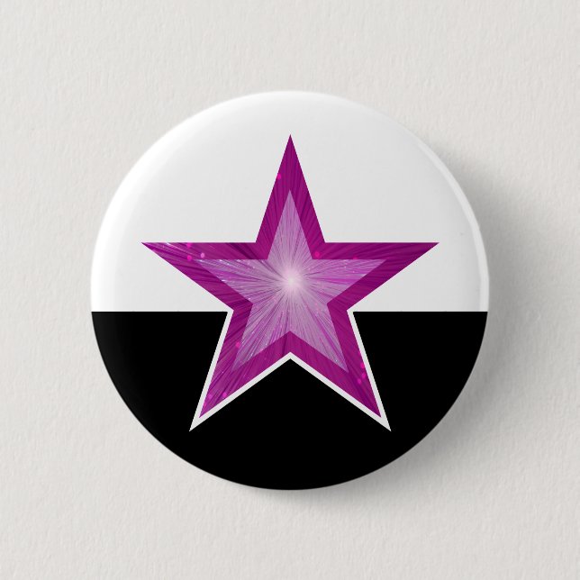 Pink Star button white black (Front)