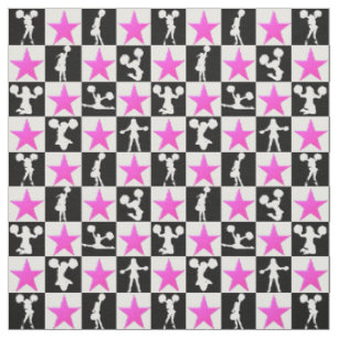 PINK STAR CHEERLEADER FABRIC