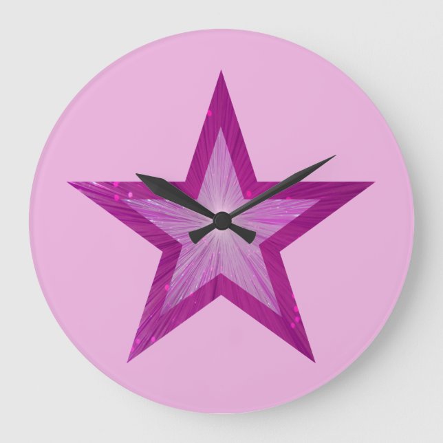 Pink Star clock round pale pink (Front)