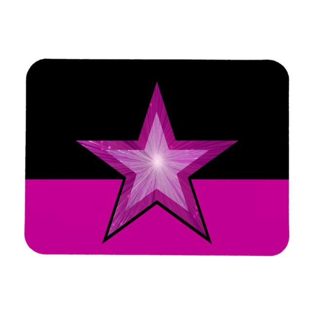 Pink Star flexible magnet black pink (Horizontal)