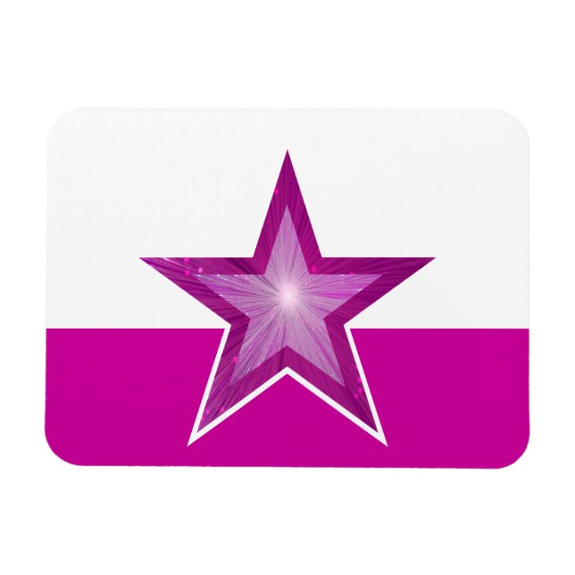 Pink Star flexible magnet white pink (Horizontal)