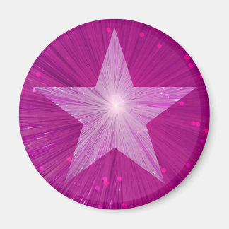 Pink Star fridge magnet round