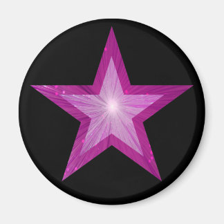 Pink Star fridge magnet round black