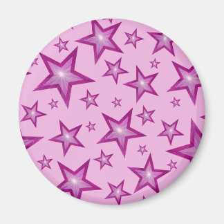 Pink Star fridge magnet round pale pink