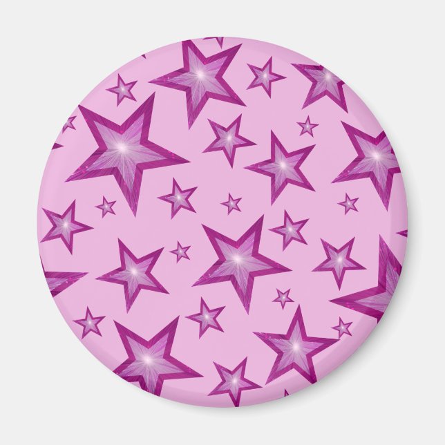 Pink Star fridge magnet round pale pink (Front)