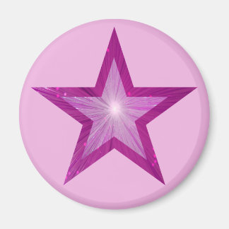 Pink Star fridge magnet round pale pink