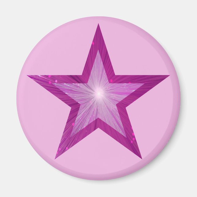 Pink Star fridge magnet round pale pink (Front)
