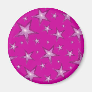 Pink Star fridge magnet round pink