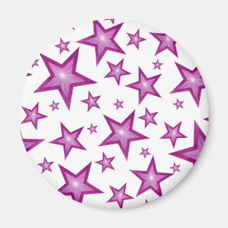 Pink Star fridge magnet round white