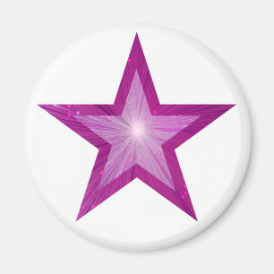 Pink Star fridge magnet round white
