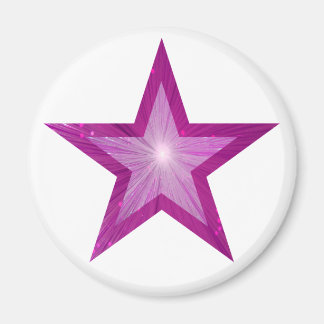 Pink Star fridge magnet round white