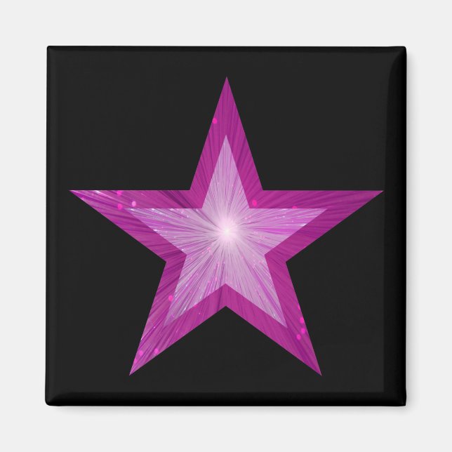 Pink Star fridge magnet square black (Front)