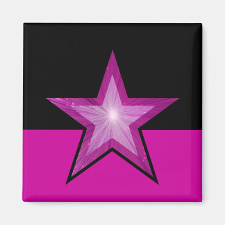Pink Star fridge magnet square black pink