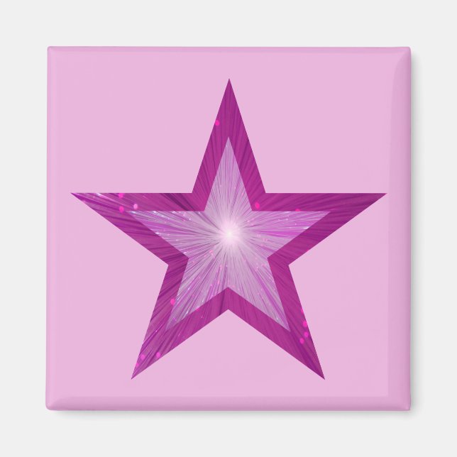 Pink Star fridge magnet square pale pink (Front)