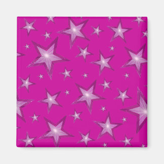 Pink Star fridge magnet square pink
