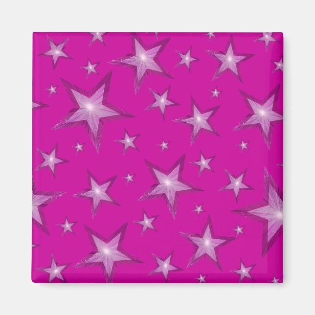 Pink Star fridge magnet square pink (Front)