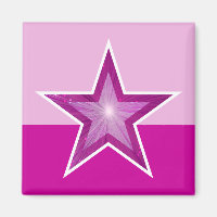 Pink Star fridge magnet square two tone pink