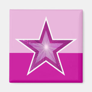 Pink Star fridge magnet square two tone pink