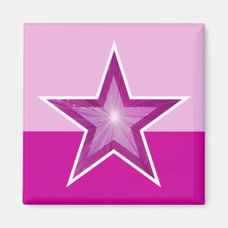 Pink Star fridge magnet square two tone pink