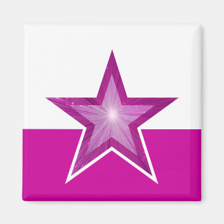 Pink Star fridge magnet square white pink