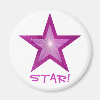 Pink Star fridge 'STAR!' magnet round white