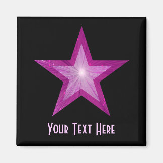Pink Star fridge 'Your Text' magnet square black
