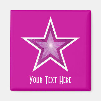 Pink Star fridge 'Your Text' magnet square pink